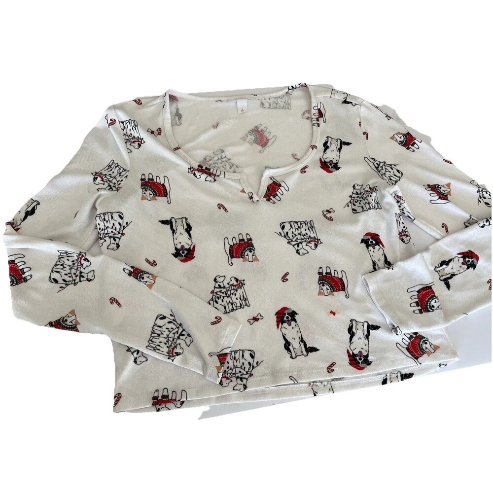 Colsie Holiday Christmas Dogs Pajamas Top Women Size S Cute To Wear To Jammys